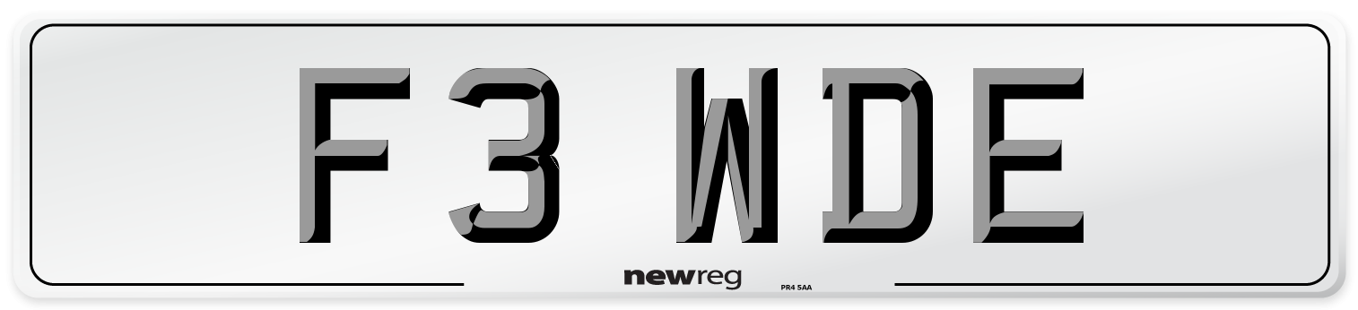 F3 WDE Number Plate from New Reg